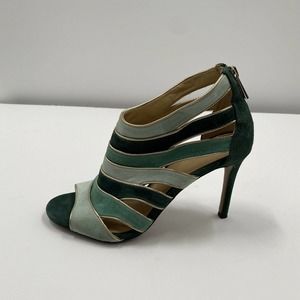 Michael Kors Tri-Color Caged Suede Heels